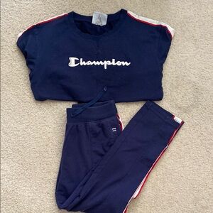 Champion Navy Sweatpants &‎ Joggers with Red Accents